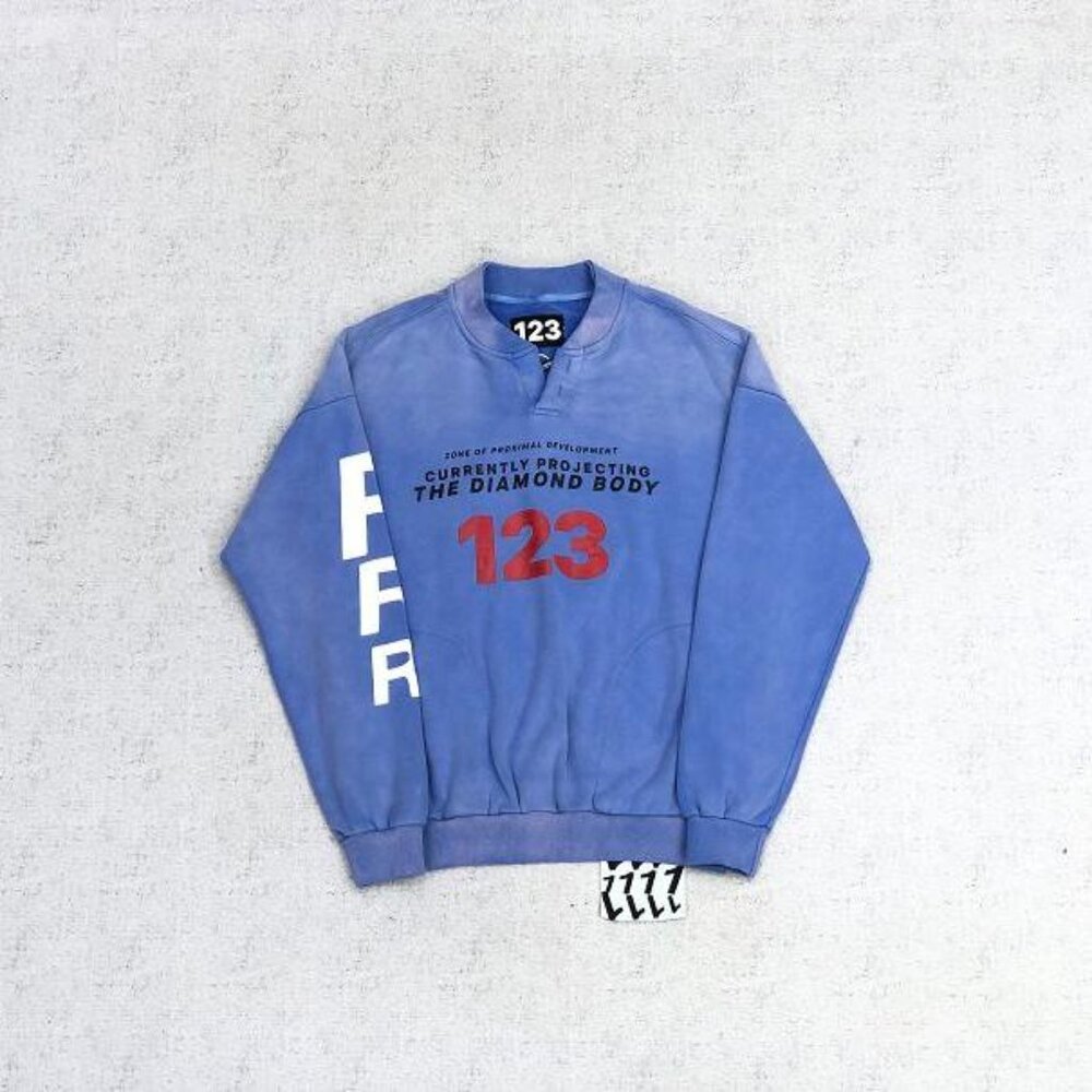 RIVINGTON ROI REBIS Hip Hop Retro Distressed Blue Long Sleeve